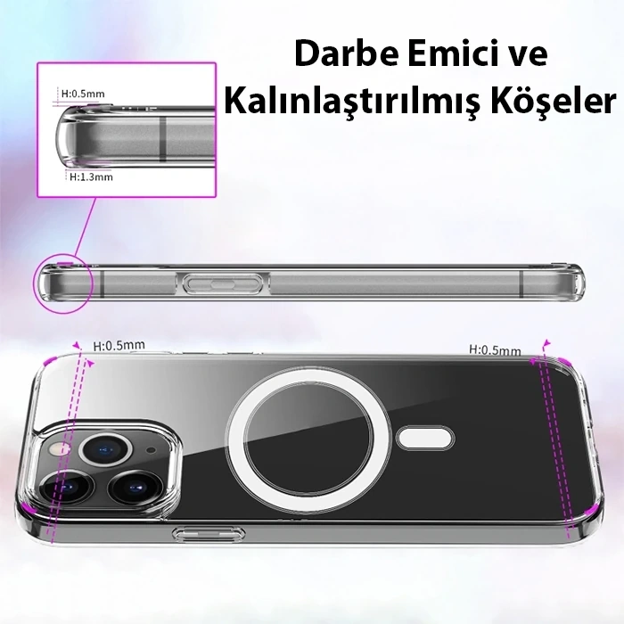 ALLY iPhone 14 6.1inç Magsafe Uyumlu Manyetik Sert Silikon Kılıf-(5775)