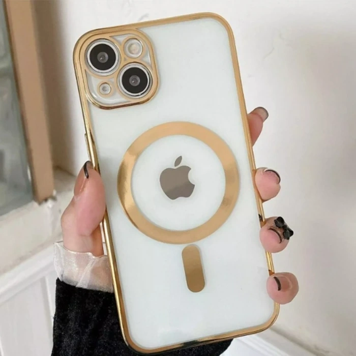 ALLY iPhone 14 Plus 6.7inç Renkli Kenar Lazer Çerçeveli Magsafe Uyumlu Silikon Kılıf-(5775)