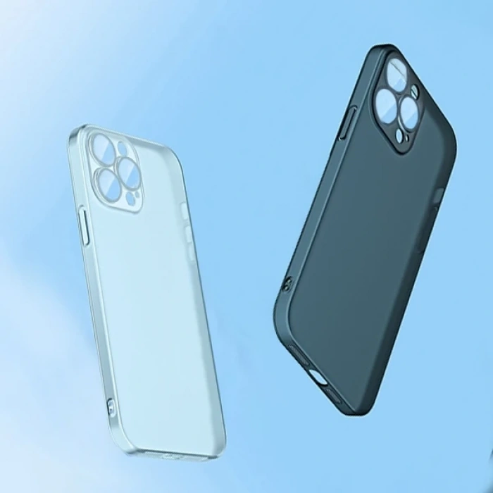 Ally iPhone 14 Plus 6.7inch Frosted Glass Şeffaf Kamera Korumalı Kılıf-(5775)