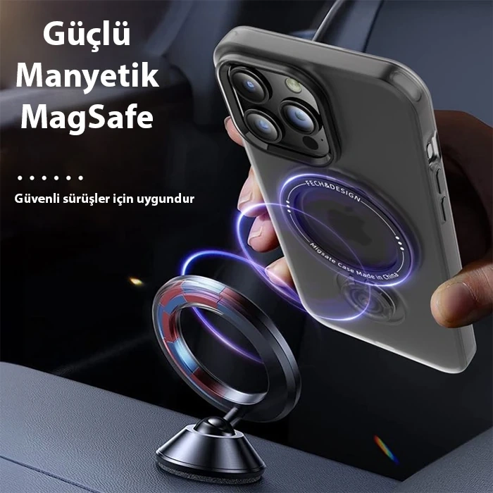 ALLY iPhone 14 Plus İçin Magsafe Uyumlu Standlı Manyetik Silikon Kılıf-(5775)