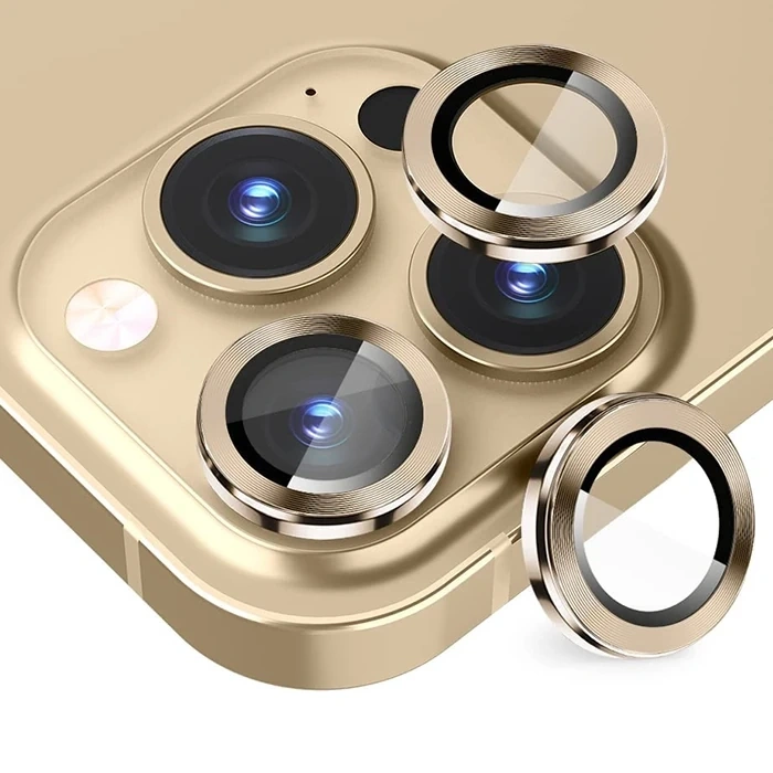 ALLY iPhone 14 Pro-14 Pro Max 3D Metal Çerçeveli Kamera Lens Koruyucu-(5775)