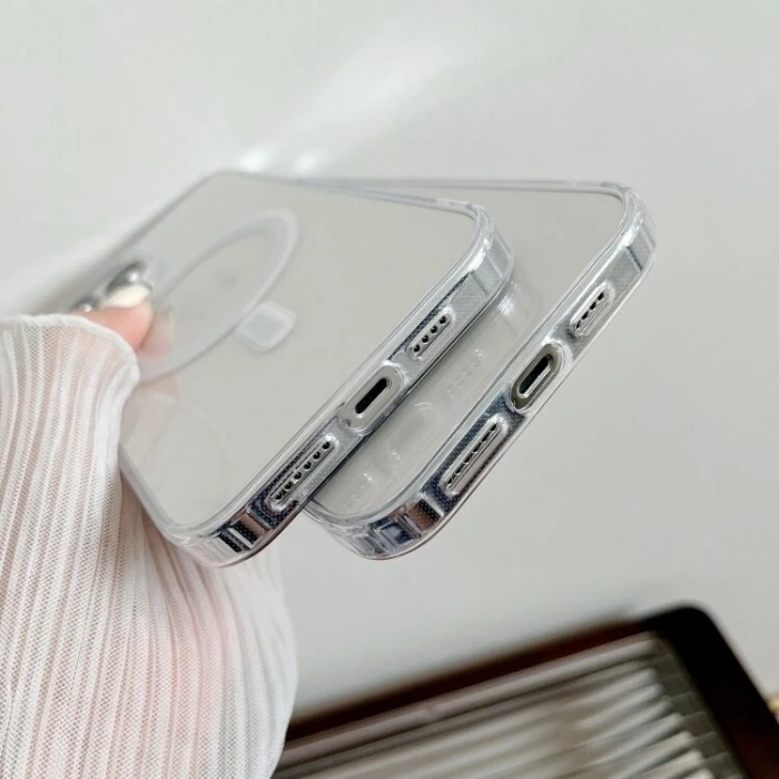 ALLY iPhone 15 Pro Magsafe Uyumlu Manyetik Şeffaf Silikon Kılıf-(5775)