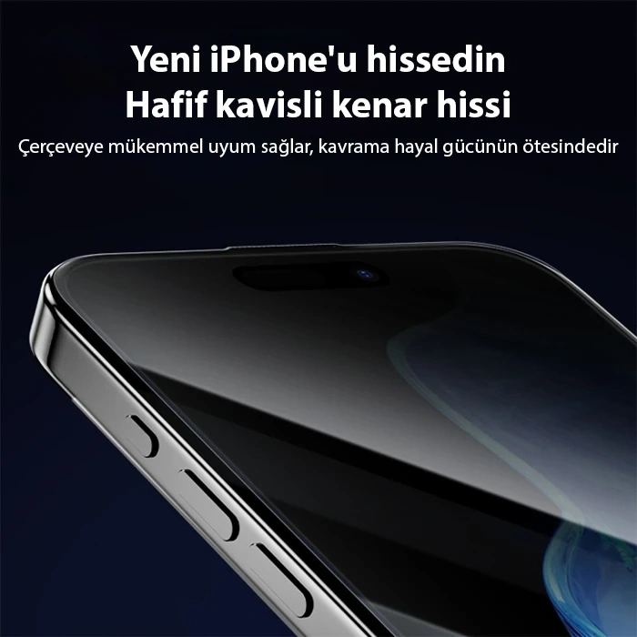 Ally iPhone 15 Pro Privacy Hayalet Full Koruma Tempered Cam Ekran Koruyucu-(5775)