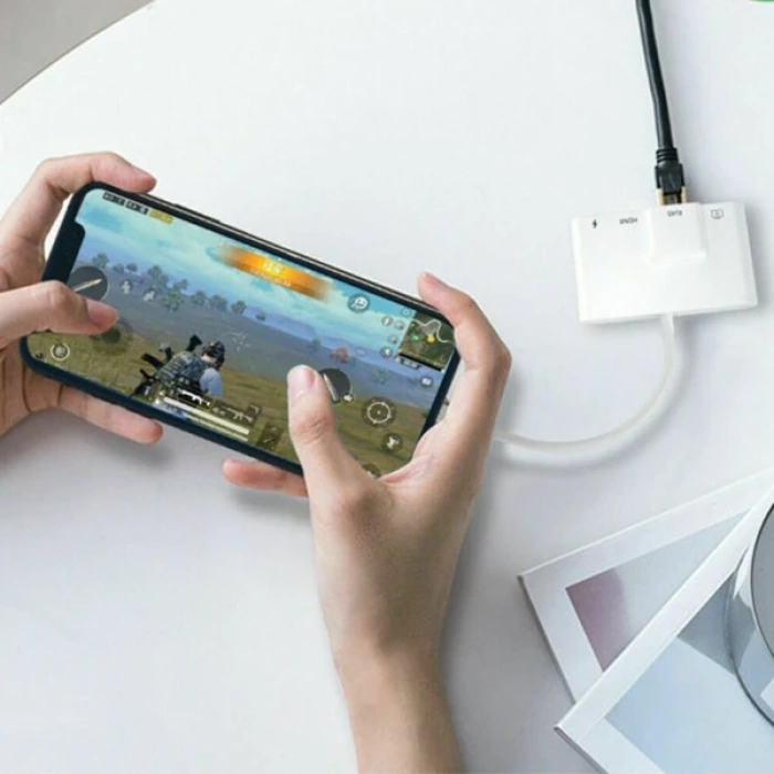 ALLY İPhone 3İN1 Lightning HDMI RJ45 OTG Digital AV Adaptör Hub-(5775)