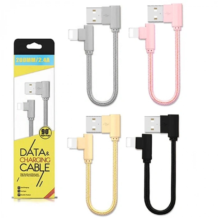 Ally İphone Lightning Eğik Başlı Halat Usb Kablo 20cm-(5775)