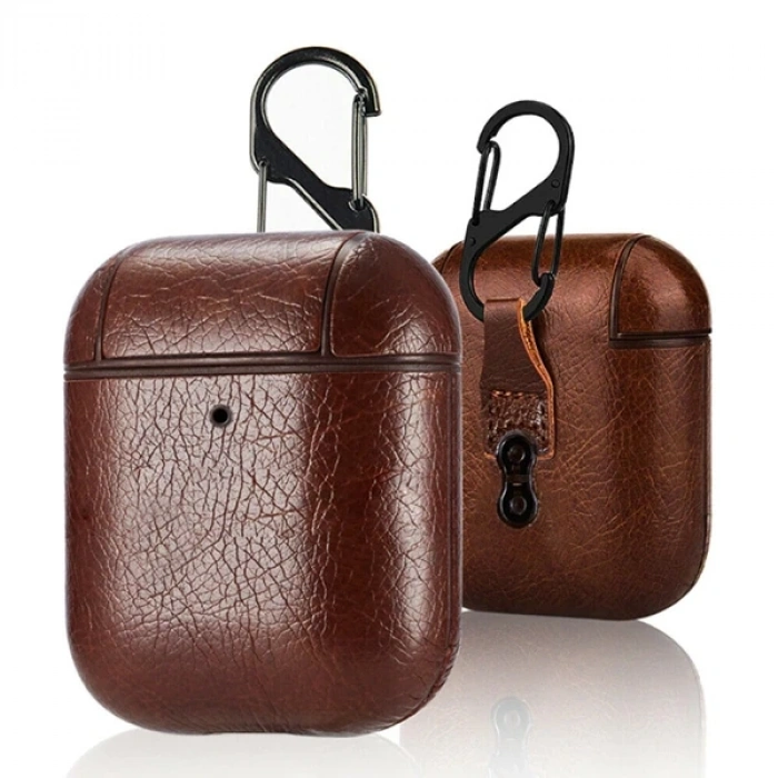 Ally Leather Case Apple Airpods 1-2 PU Deri Koruma Kılıfı-(5775)