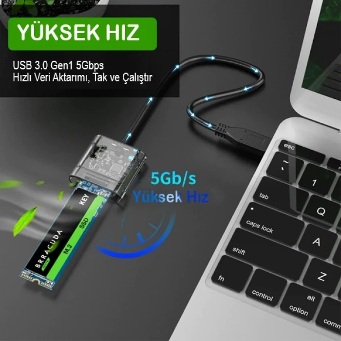 ALLY M.2 Sata USB 3.0 Gen1 SSD Harddisk Kutusu  M.2 NGFF- JMS578-(5775)