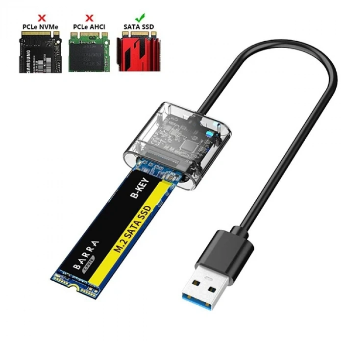 ALLY M.2 Sata USB 3.0 Gen1 SSD Harddisk Kutusu  M.2 NGFF- JMS578-(5775)