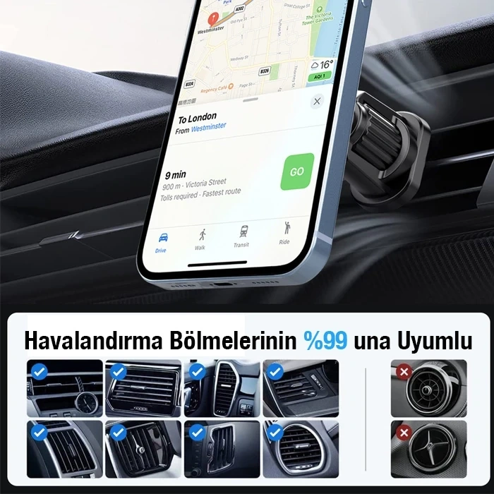 ALLY ML-216 MagSafe Araç İçi Havalandırma Telefon Tutucu-(5775)
