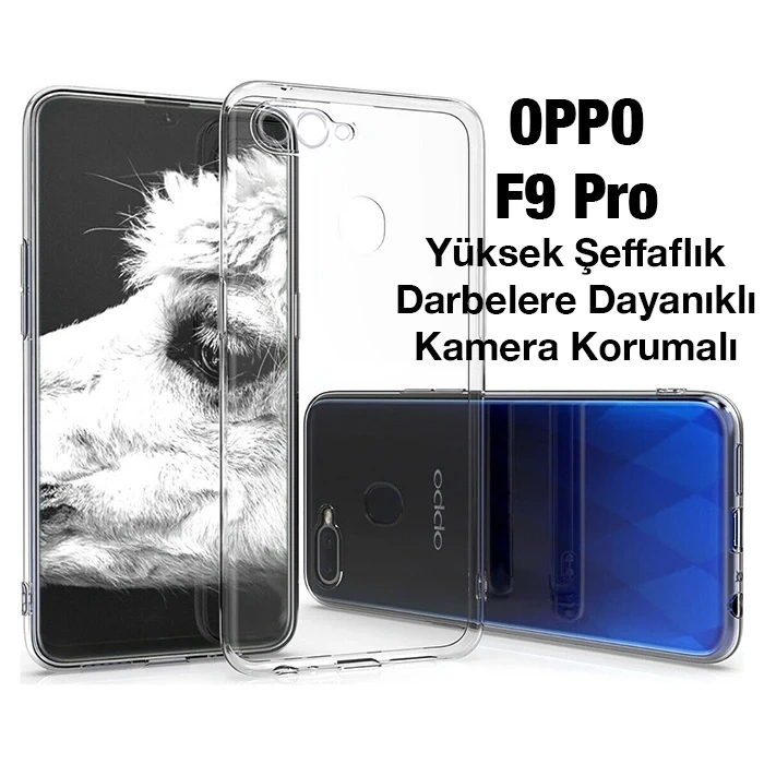 Ally OPPO F9 Pro Kılıf Kamera Korumalı Ultra İnce Şeffaf Silikon Kılıf-(5775)