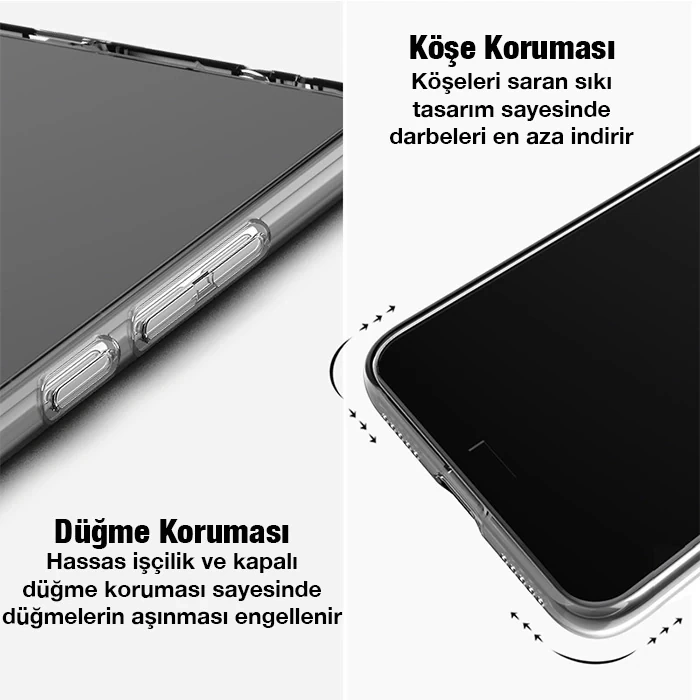 Ally Space iPhone 13 Pro 6.1inç Kamera Korumalı Premium Silikon Şeffaf Kılıf-(5775)