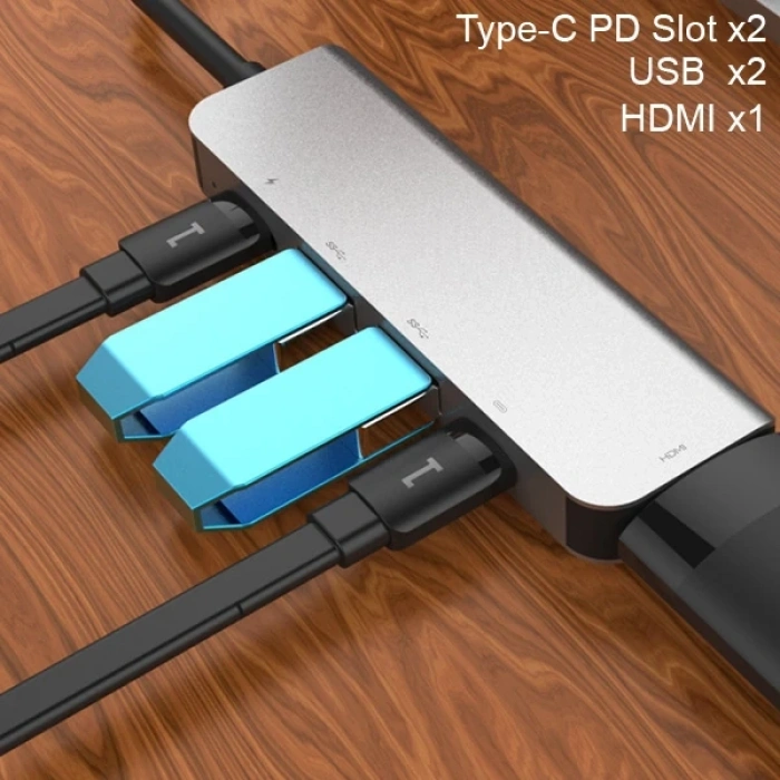 Ally Usb (Type-C to 5in1  Hdtv 2xUSB+2x PD) Hub Adaptör Çoklayıcı-(5775)