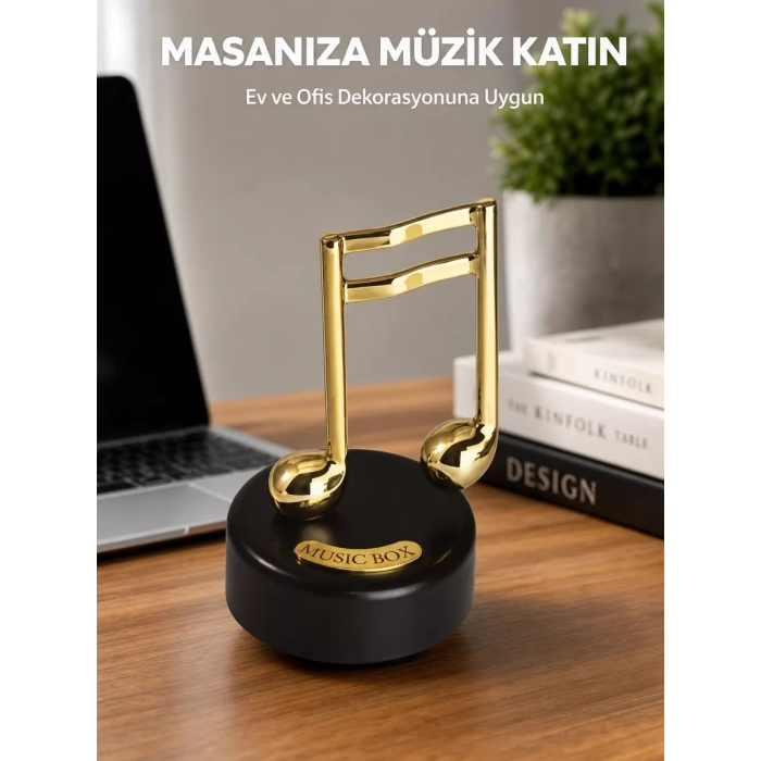 Altın Nota Temalı Müzik Kutusu  Müzikli Hediyelik Yeni Nesil