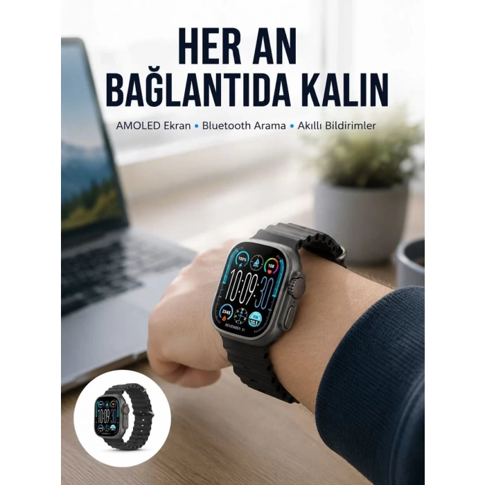 AMOLED Akıllı Saat 49mm Bluetooth Arama Spor ve Sağlık Yeni Nesil