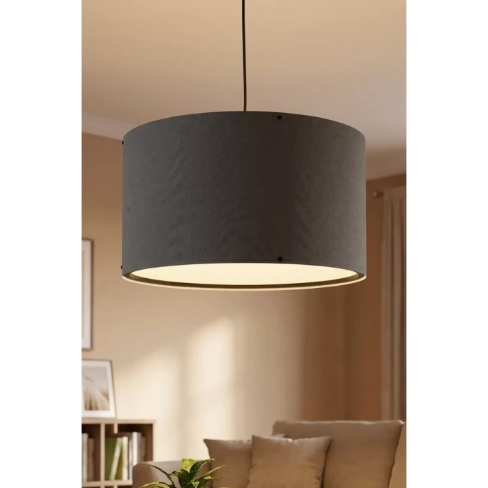 Antrasit Gri Kumaş Başlıklı Sarkıt Avize 35 CM