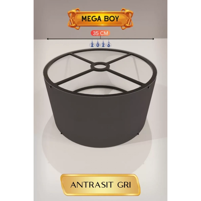 Antrasit Gri Lambader Başlığı 35 CM Mega Boy