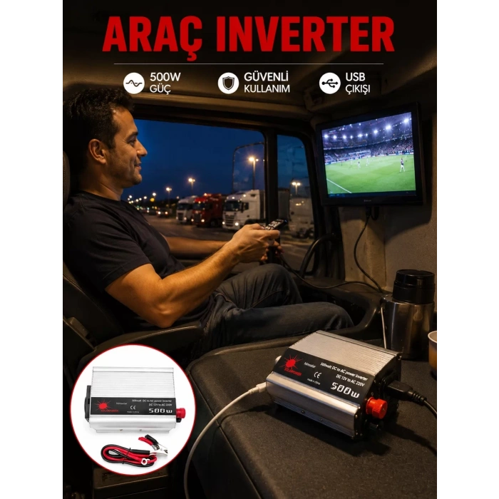Araç Aküsünden Elektrik Üreten 500 Watt İnvertör