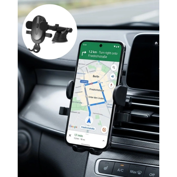 Araç Havalandırma Telefon Tutucu 360 Derece Döner Otomatik Kilitli Stand