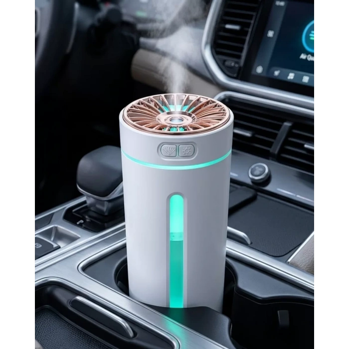 Araç İçi Hava Nemlendirici 5 Esans Hediyeli LED Işıklı USB Buhar Makinesi