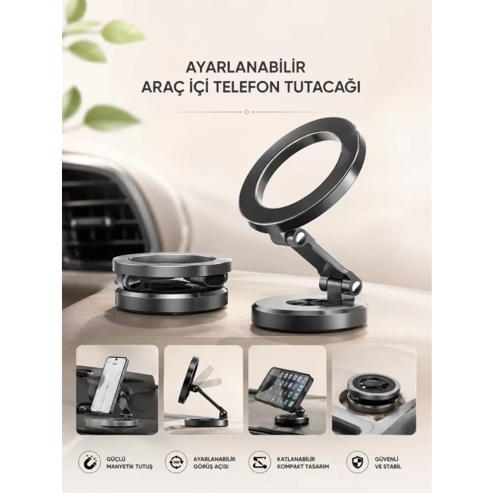 Araç İçi Telefon Tutacağı Manyetik Tasarım Ayarlanabilir