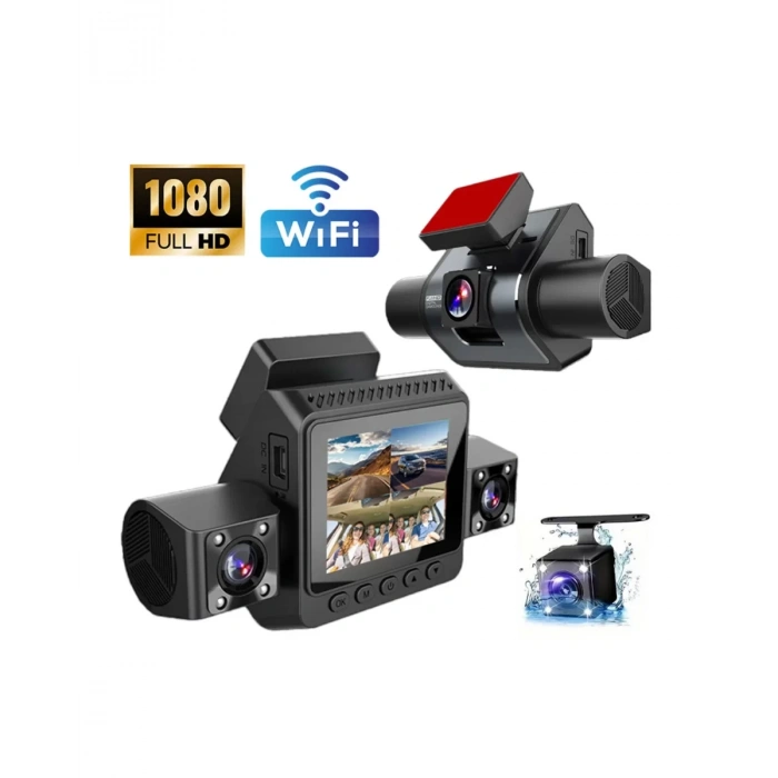 Araç Ön Arka İç Kamera Sistemi Full HD Hareket Sensörlü Kayıt Cihazı
