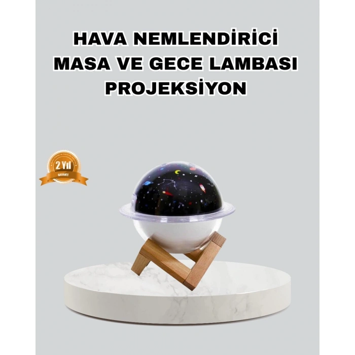 Aromaterapili USB Hava Nemlendirici – Projeksiyon Işıklı Sessiz ve Şık Tasarım