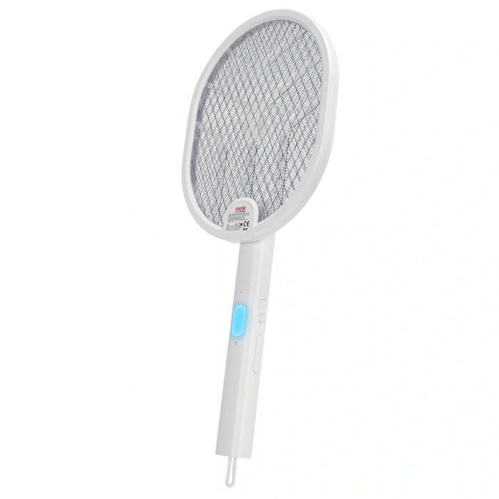 ASONIC AS-A26 Beyaz 3000V Raket Tipi UV Mor Işıklı 1200mAh Bataryalı Şarj Edilebilir Katlanabilir Sinek Öldürücü(1923)