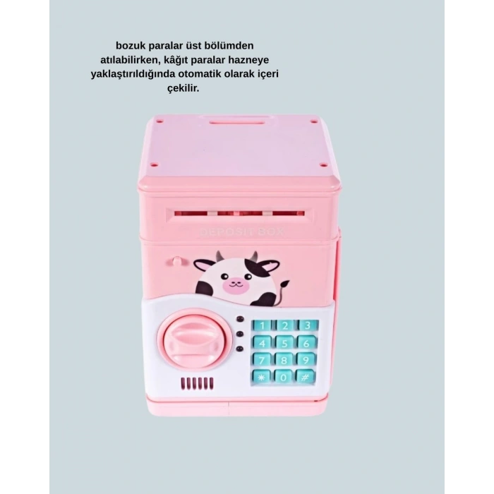 ATM Tasarımlı Pembe Işıklı Sesli Çocuk Kumbarası
