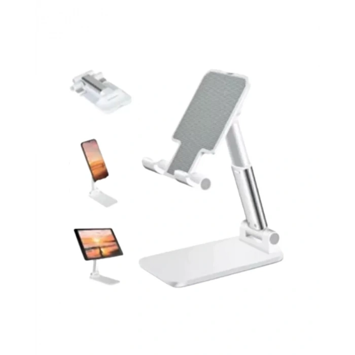 Ayarlanabilir Ergonomik Katlanabilir Masaüstü Telefon Tutucu Beyaz