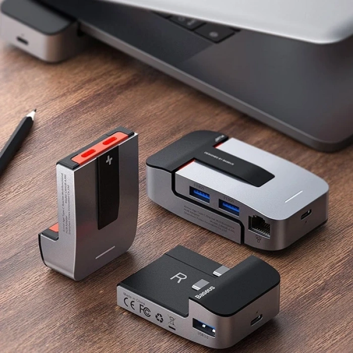Baseus Armor Age 9in1 Type-C Çok Fonksiyonlu HUB HDMI RJ45 USB 3.0-(5775)