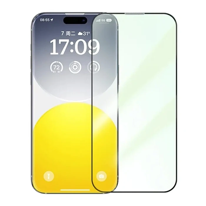 Baseus Corning iPhone 15 Plus Full Koruma Eye-Protection Tempered Cam Ekran Koruyucu-(5775)