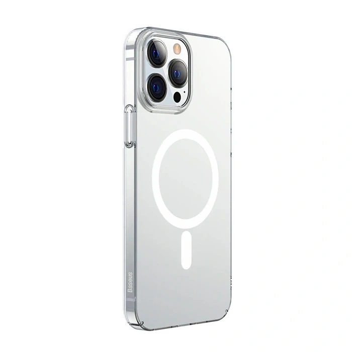 Baseus Crystal iPhone 13 Pro Magsafe Silikon Kılıf + Tempered Ekran Koruyucu Set-(5775)