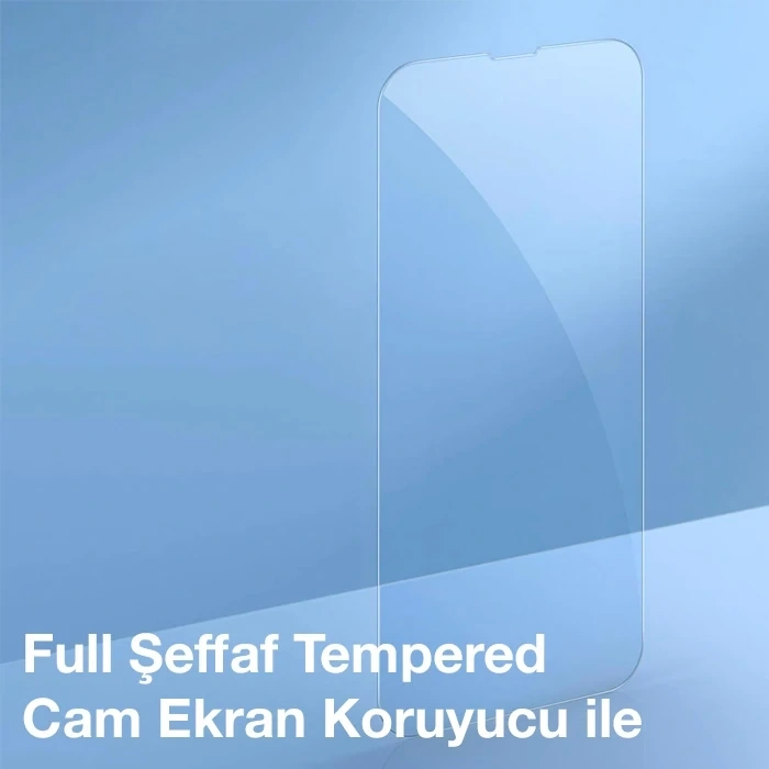 Baseus Crystal iPhone 13 Pro Magsafe Silikon Kılıf + Tempered Ekran Koruyucu Set-(5775)