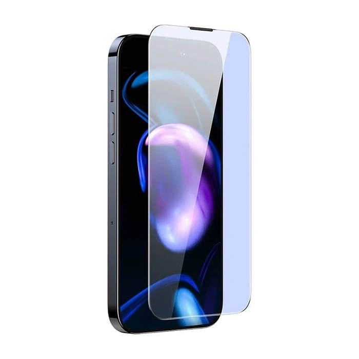 Baseus Crystal iPhone 15 Pro Max Full Koruma Anti Mavi Işık Tempered Cam Ekran Koruyucu 2 Adet Set-(5775)
