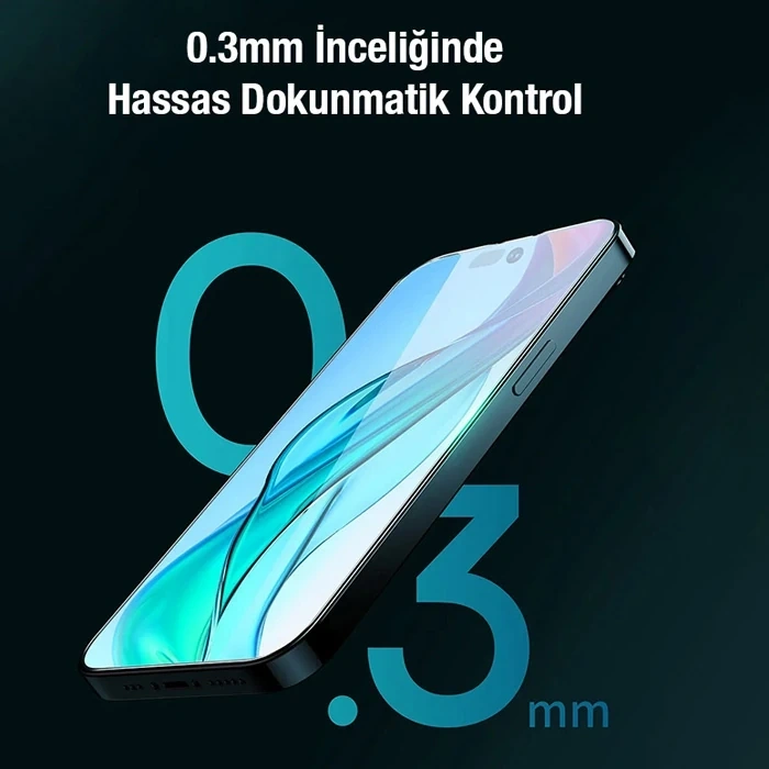 Baseus Crystal Serisi iPhone 15 Plus Full Koruma Tempered Cam Ekran Koruyucu 2 Adet Set-(5775)