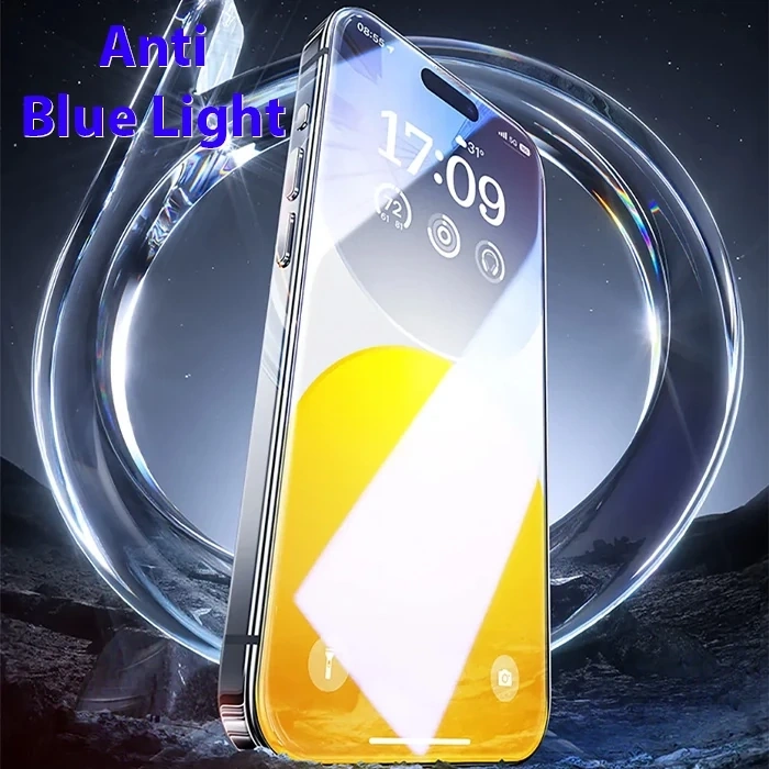 Baseus Crystalline iPhone 15 Pro Max Full Koruma Anti Mavi Işık Tempered Cam Ekran Koruyucu-(5775)