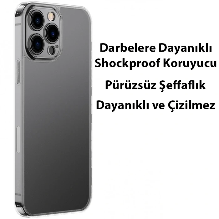 Baseus Frosted Glass iPhone 13 Pro 6.1inch Shockproof Koruyucu Kılıf-(5775)