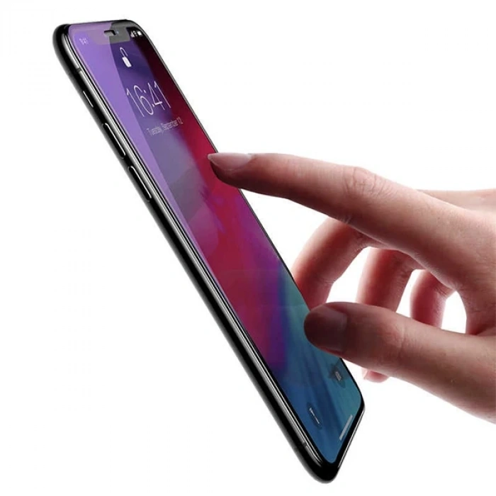 Baseus İphone 11 Pro Max 0.20mm Anti Blue Ray Tam Ekran Koruyucu-(5775)