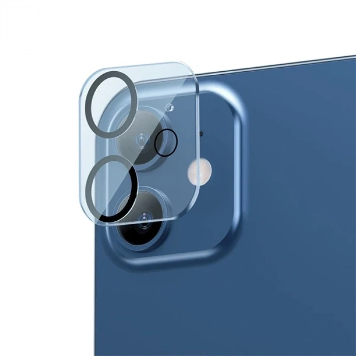 BASEUS iPhone 12 6.1 3D Full Kaplama Kamera Koruyucu Cam 2 Adet Set-(5775)