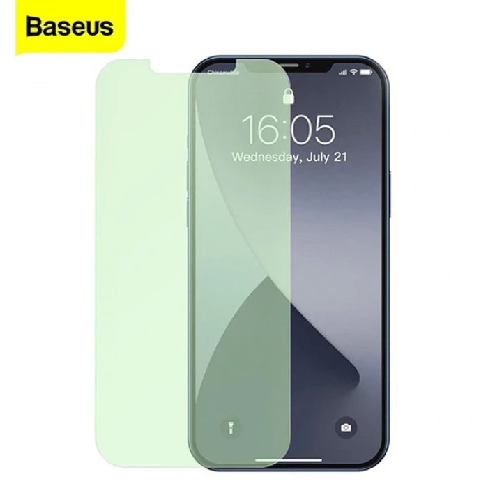BASEUS İPhone 12 Mini 0.15mm Full Tempered Cam Ekran Koruyucu 2Set Anti-Bluelight-(5775)