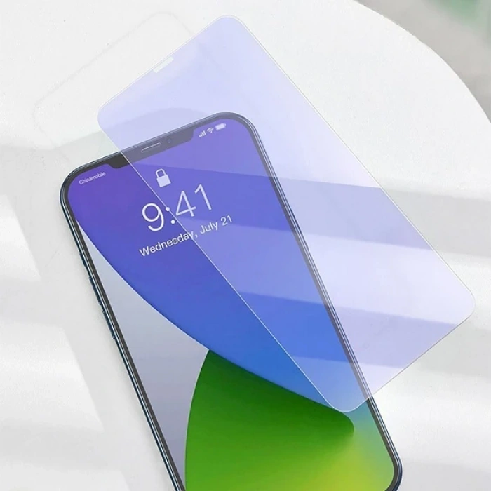 Baseus İPhone 12 Mini 5.4 0.3mm Antiblue Light Tempered Cam Ekran Koruyucu 2Adet-(5775)