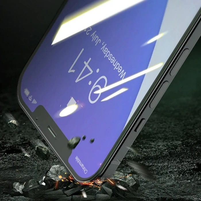 BASEUS İPhone 12 Pro Max 6.7 0.30mm Full Tempered Cam Ekran Koruyucu 2Set Anti-Bluelight-(5775)
