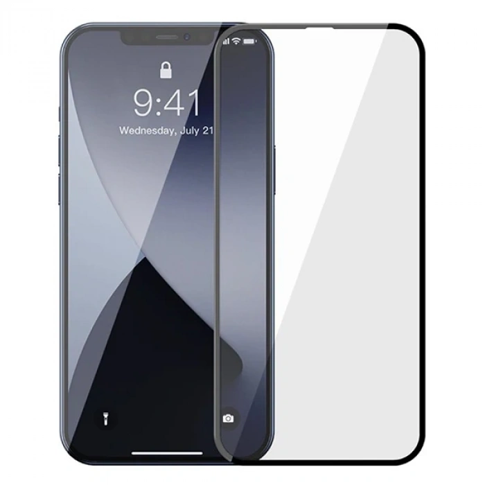 Baseus İPhone 12 Pro Max 6.7  0.3MM 3D Full Tempered Cam Ekran Koruyucu 2Adet Set-(5775)