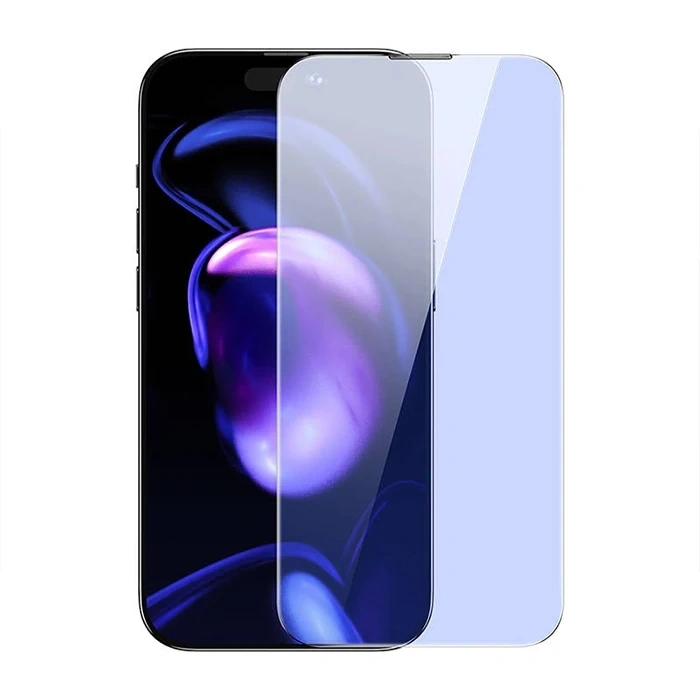 Baseus iPhone 15 Plus Full Koruma Anti Mavi Işık Tempered Cam Ekran Koruyucu 2 Adet Set-(5775)