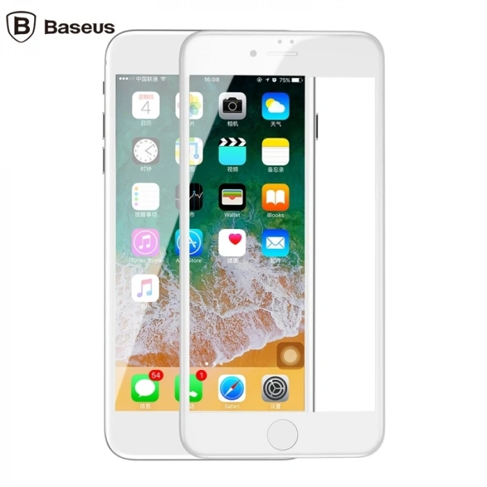 Baseus İPhone 78 Plus 4D Cam Ekran Koruyucu  Kavisli Full Kaplama Kırılmaz Cam-(5775)