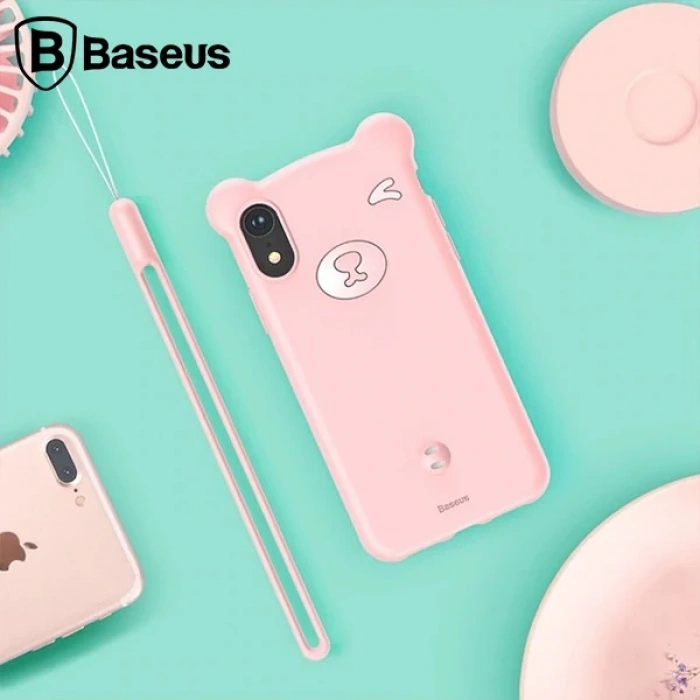 Baseus İPhone Xs Max Bear Sevimli Ayı Figür Soft Silikon Kılıf-(5775)