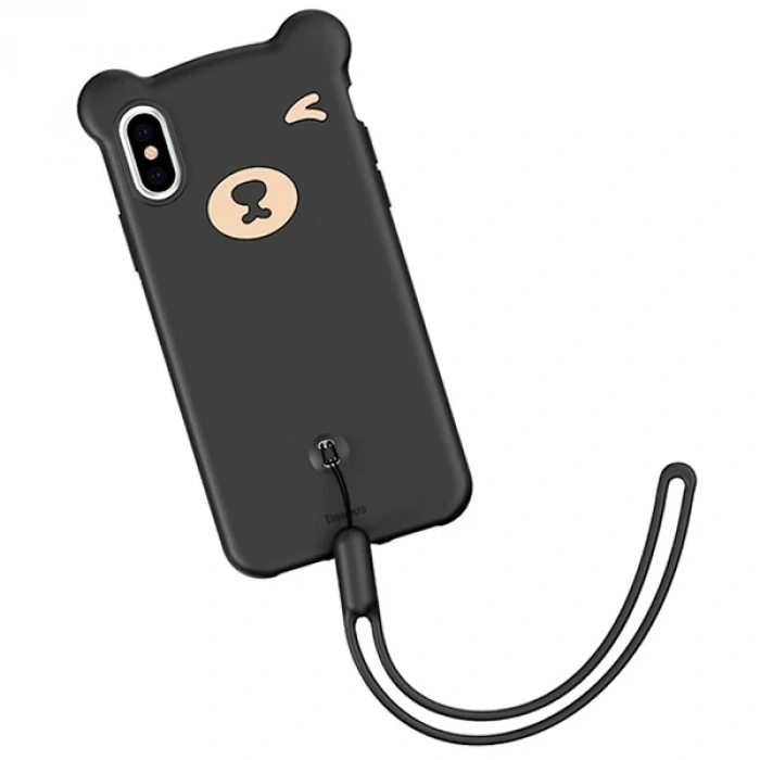 Baseus İPhone Xs Max Bear Sevimli Ayı Figür Soft Silikon Kılıf-(5775)