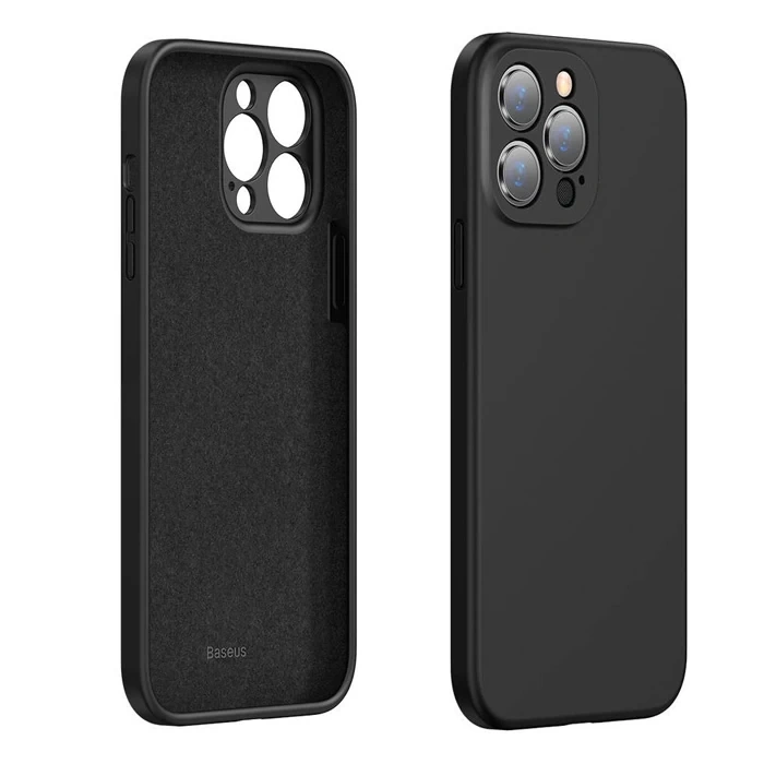 Baseus Liquid iPhone 13 Pro Max Kılıf Kamera Korumalı İçi Kadife Silikon Kılıf-(5775)
