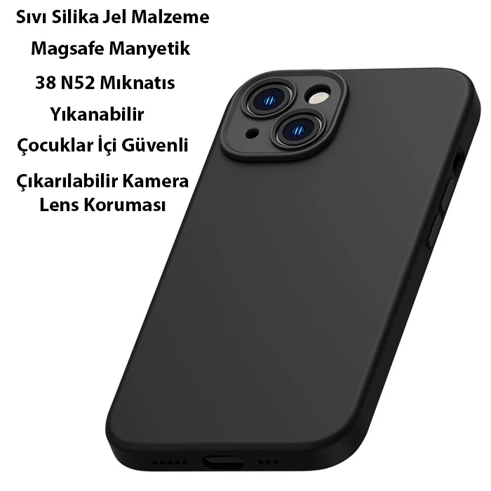 Baseus Liquid Silica Gel iPhone 14 Plus 6.7 Magsafe Silikon Kılıf + Tempered Ekran Koruyucu Set-(5775)