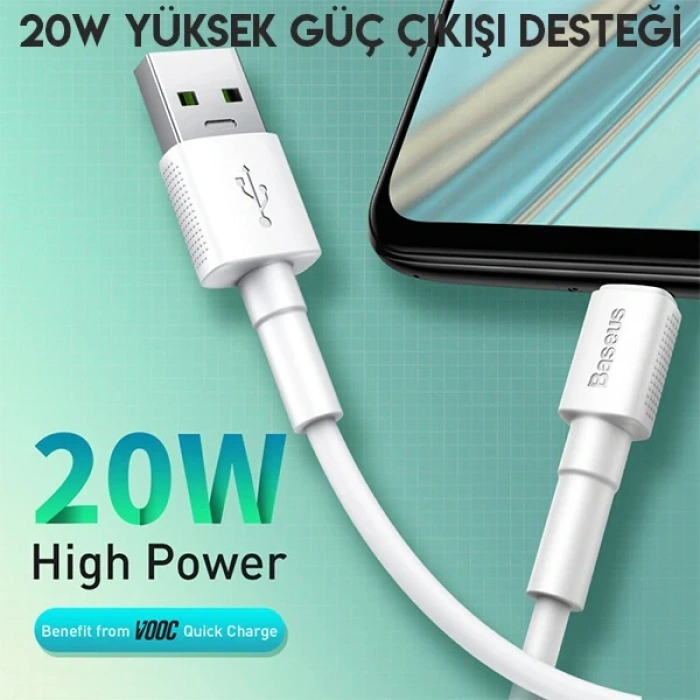 Baseus Mini White Micro USB 4A OPPO VIVO Dash Usb Şarj Kablosu 0.5cm-(5775)